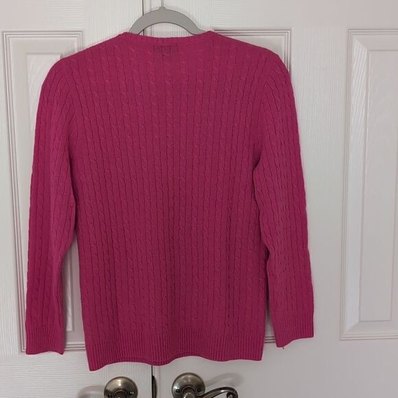 J Crew Collection 100% Cashmere Pink Cable knit Sweater Round neck Size M - Picture 5 of 8